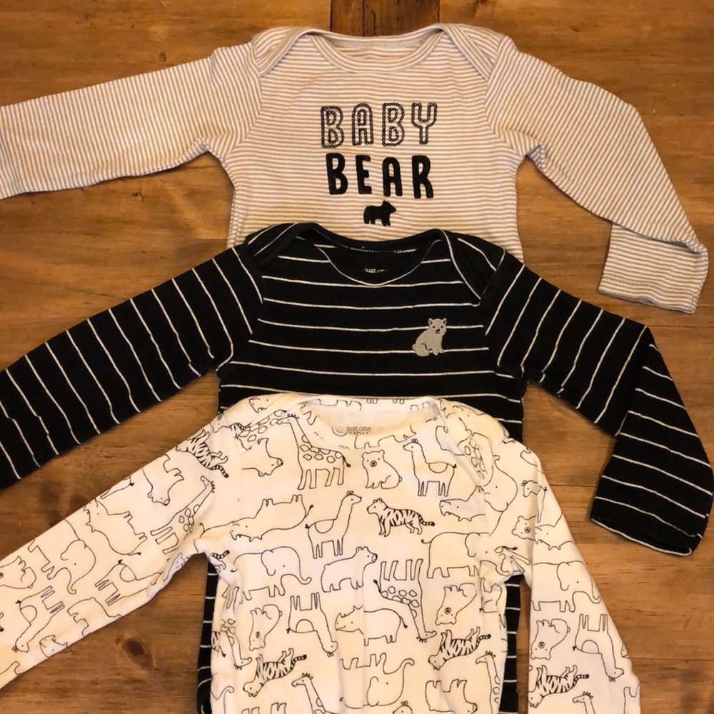 Set of three animal onesies